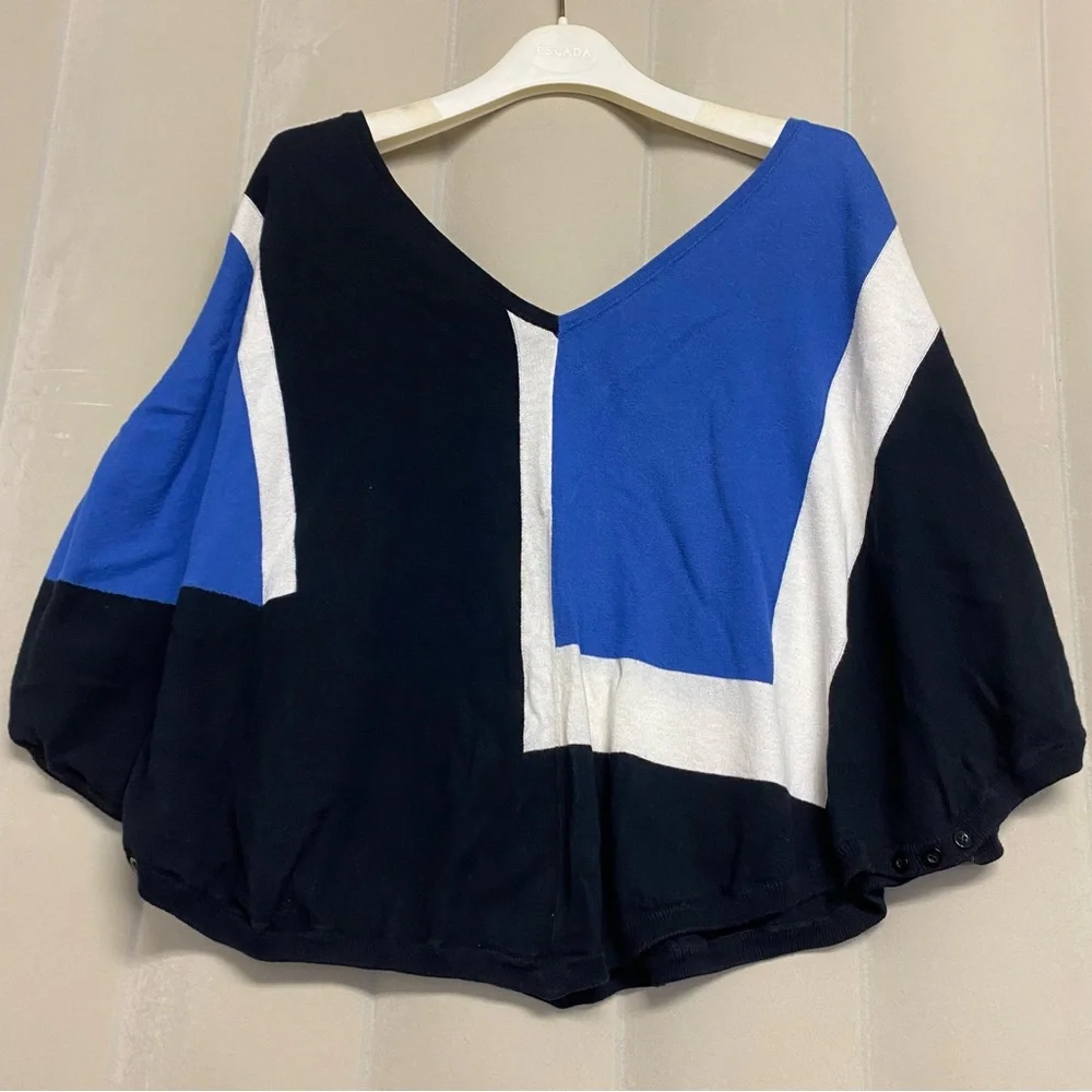 Alice + Olivia Women’s Sweater Top Small Batwing Dolman Boxy Colorblock Designer